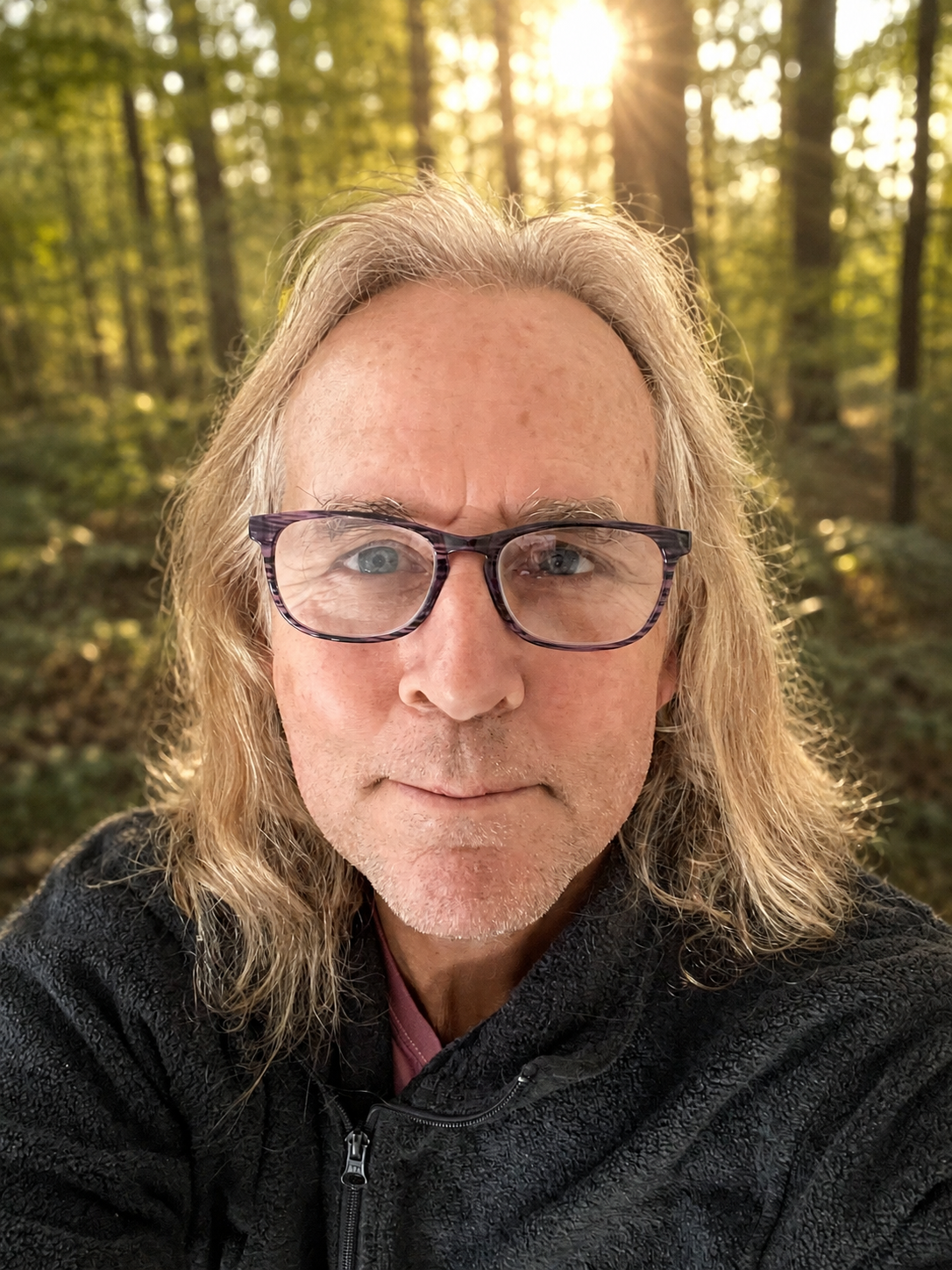 Prasad Paul Duffy outdoors in the Blue Ridge Mountains